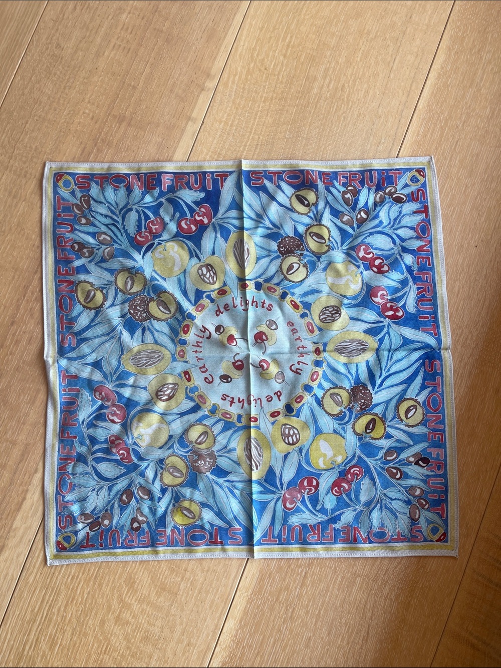 Stone Fruit Blue & Yellow Silk Scarf